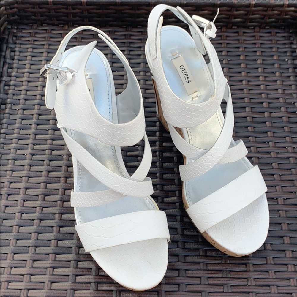 White platform heels